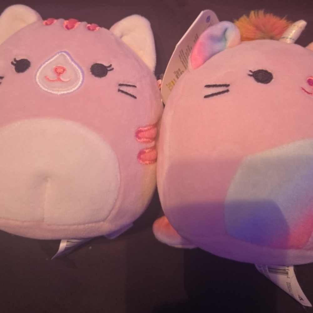 Cute Pink Cat and Unicorn Plush Toys